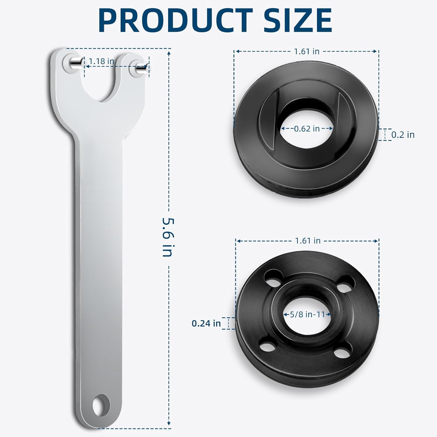 7-Piece Angle Grinder Nut & Wrench Set for 4.5&Prime; & 5&Prime; Grinders