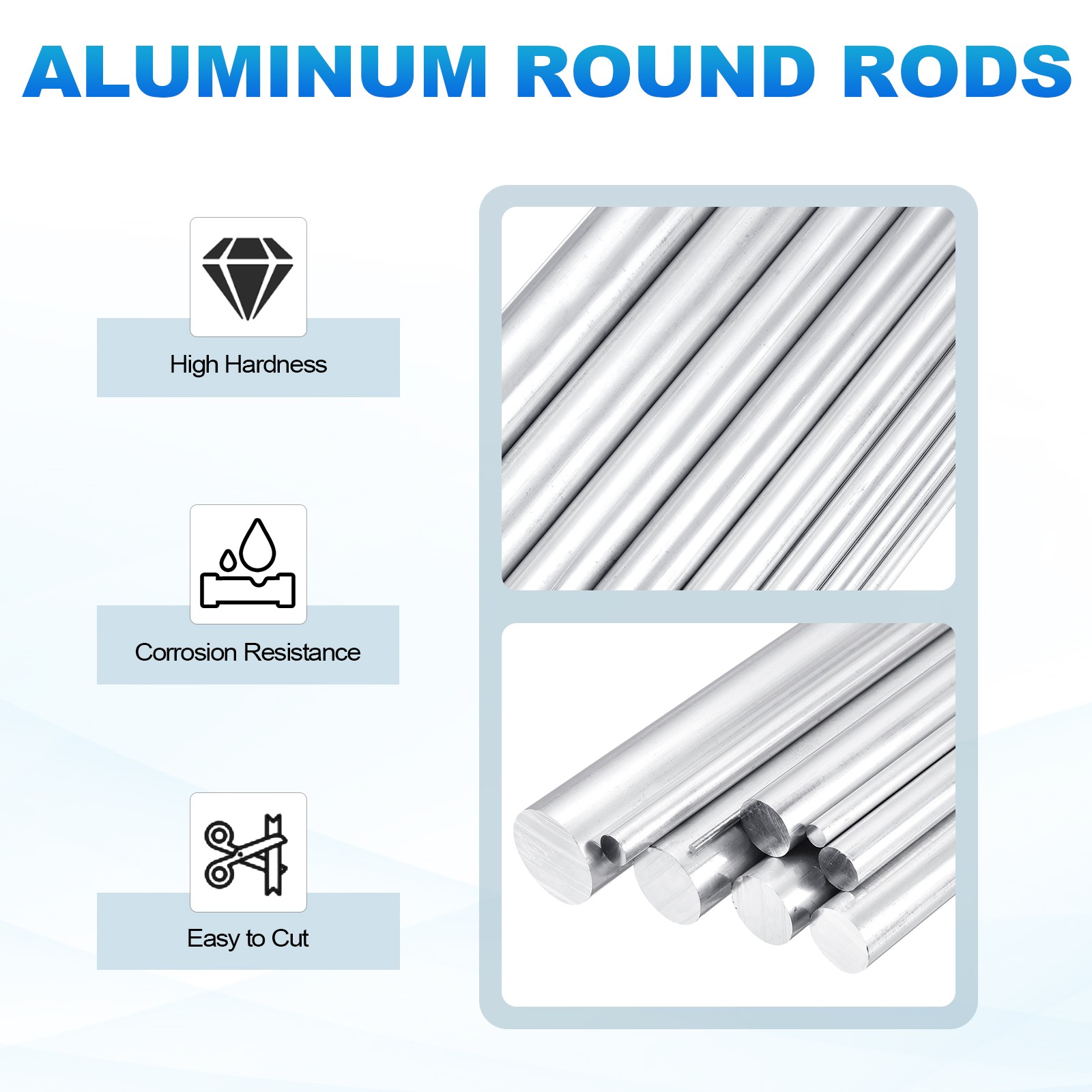 10 Pcs 6061 Aluminum Rod 9/64&Prime;(3.5mm) Dia 12&Prime;(305mm) Long, Silver Tone