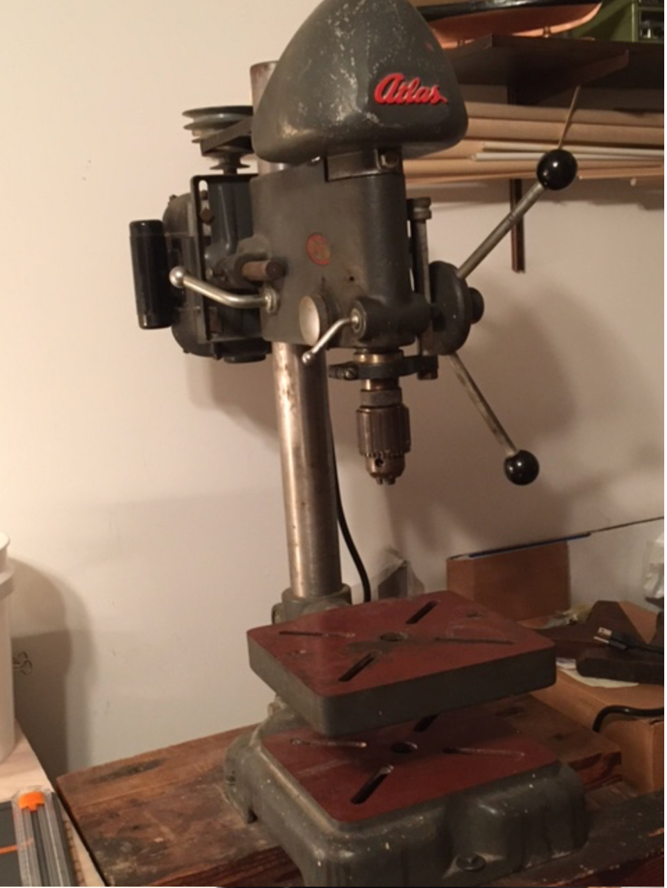 ATLAS No.54 DRILL PRESS-BENCH MODEL & ATTACHMENTS Pick Up Only