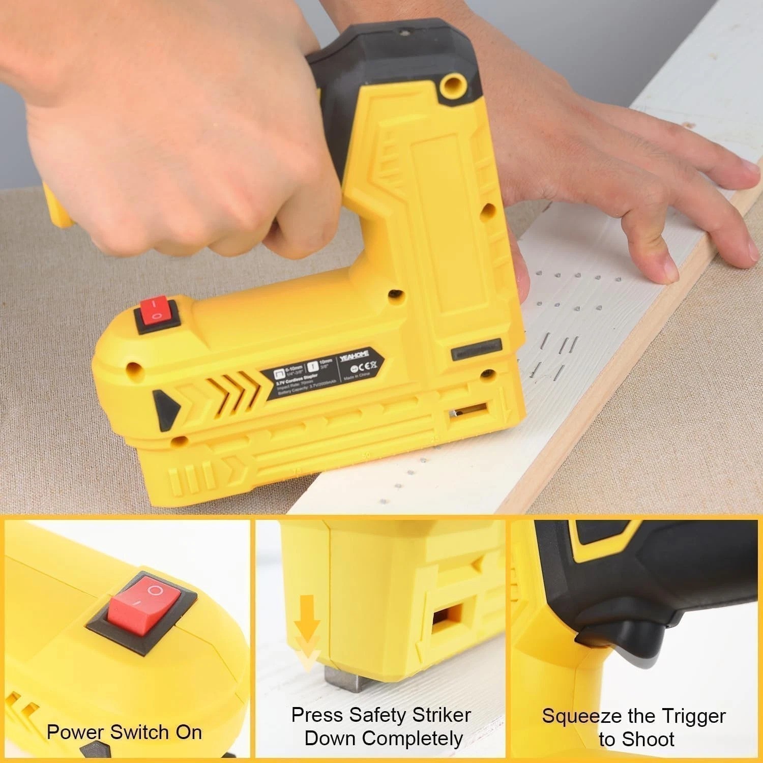Cordless Electric Stapler and Brad Nailer – 3.7V with USB Charger & 1000 Staples