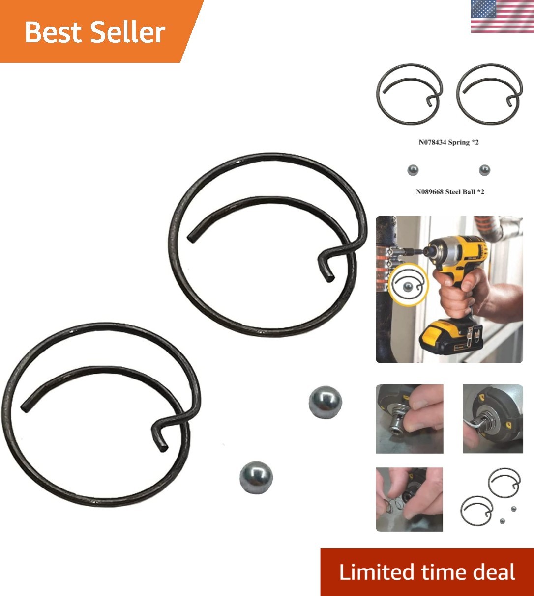 Versatile 2 Pack Metal Spring and Steel Ball Compatible with Impact Drivers