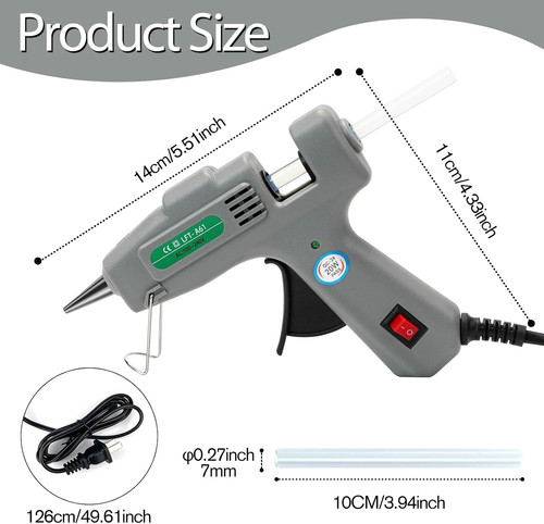 Mini Hot Glue Gun Kit with 30 Sticks – Fast Small, Grey-new Packaging
