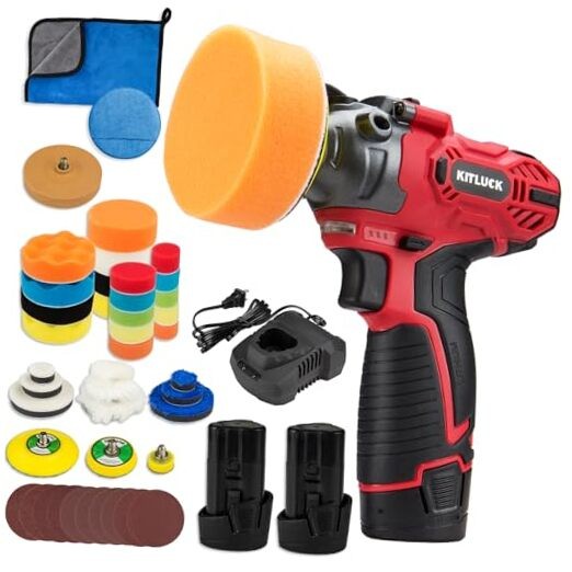 Cordless Buffer Polisher, 12V Mini Wax Buffer & Sander with 2 X 2.5Ah Battery