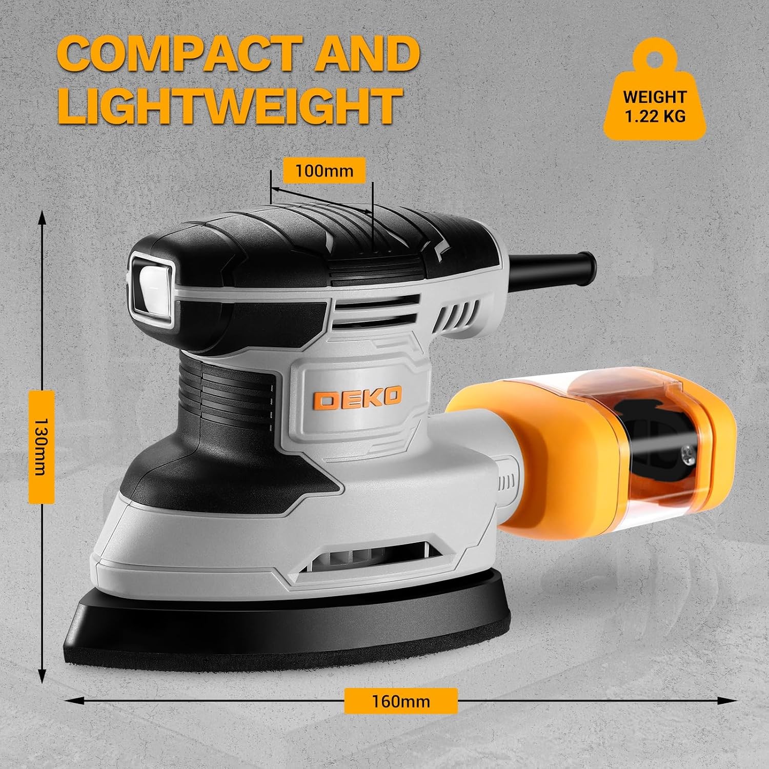 Detail Sander: 1.5A Mouse Sander Electric Sander Tool Corded Palm Sanders with