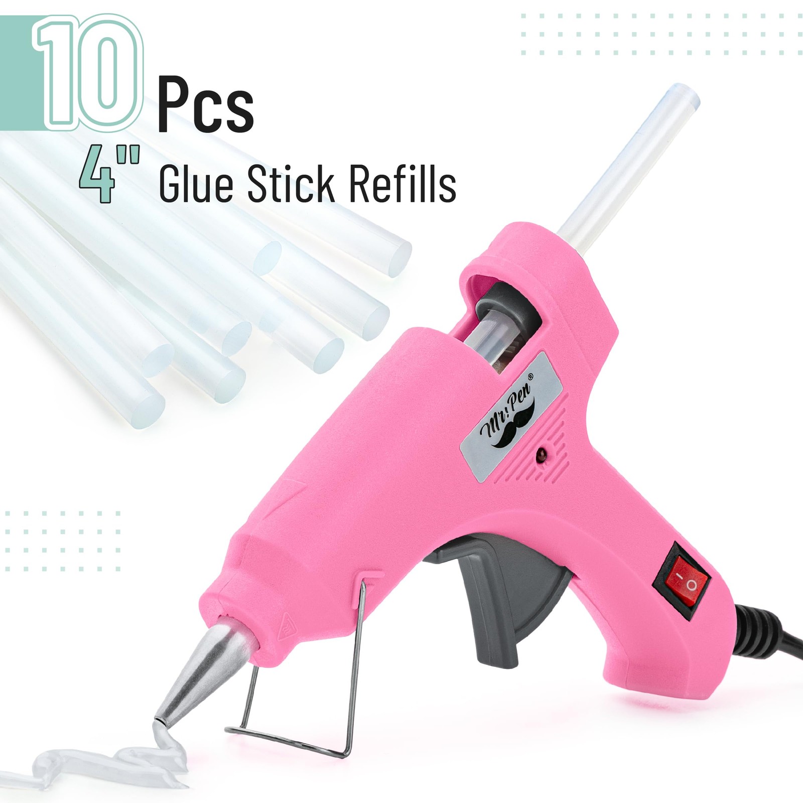 Mr. Pen- Mini Hot Glue Gun and with 10 Sticks, Pink & Gray