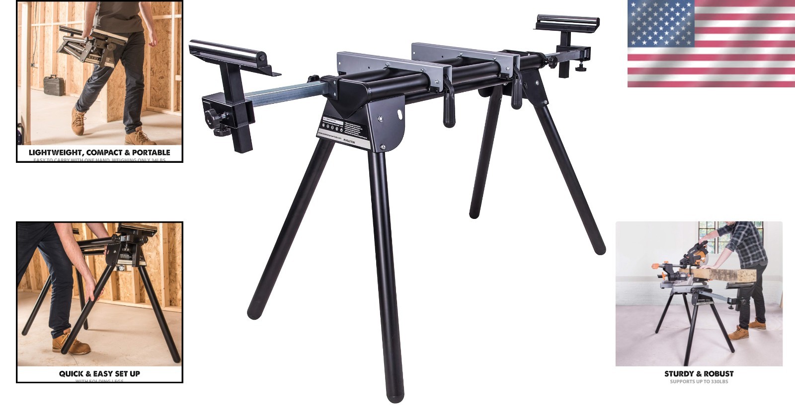 Universal Miter Saw Stand with Quick Release Brackets – Lightweight & Sturdy