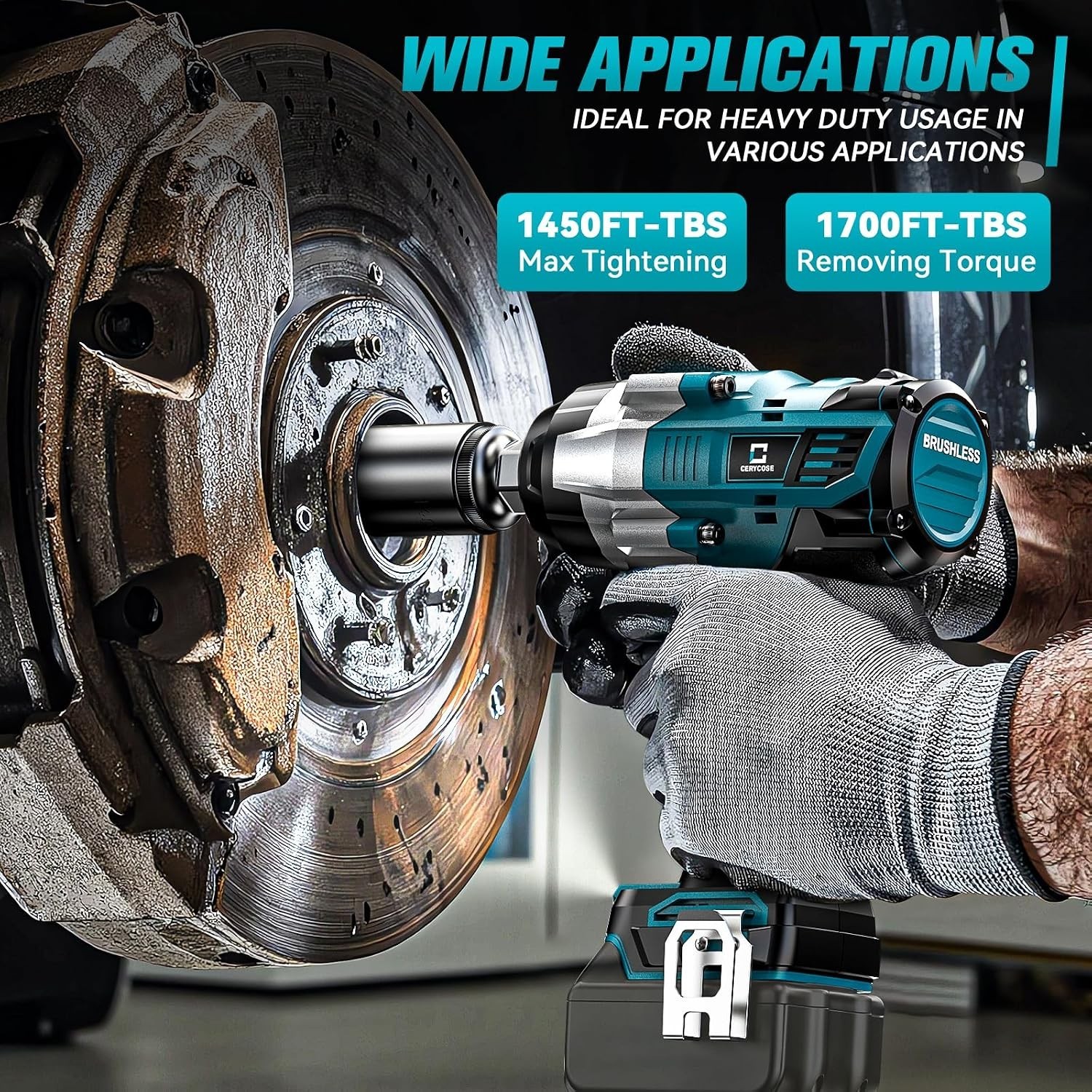 Cordless Impact Wrench 1/2 Inch Compatible with Makita Battery: 1700FT-LBS High
