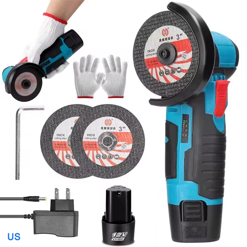 12V Mini Angle Grinder 19500RPM Cordless Grinding Cutting Tool