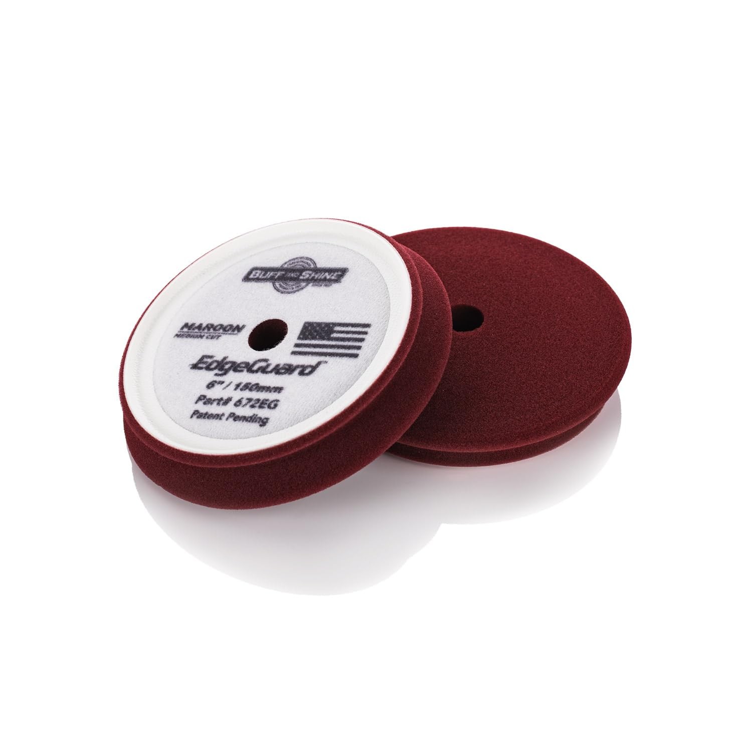 – EdgeGuard Foam Buffing Pads – Maroon – 6&Prime; Medium Cut Pad – Pack of 2