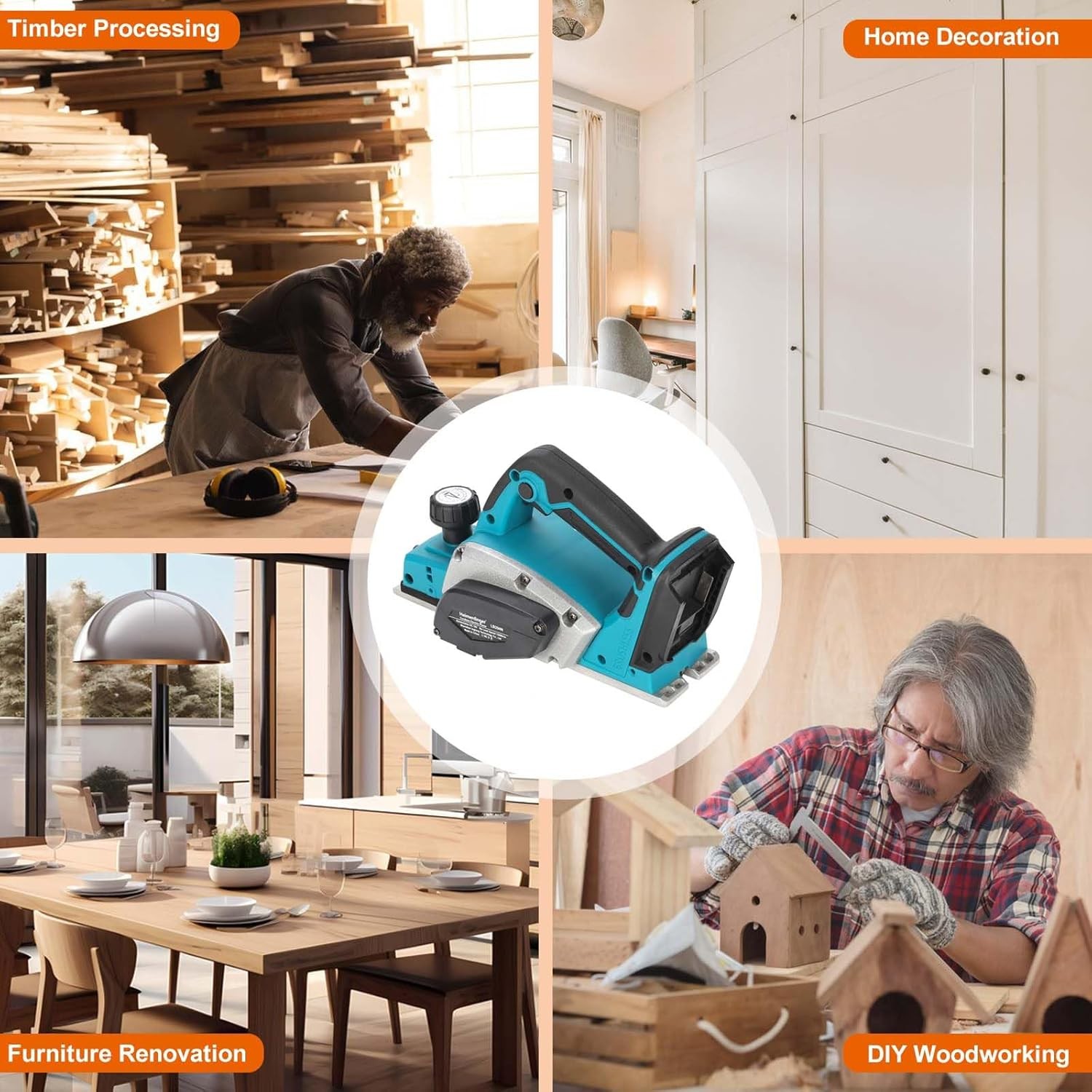 3-1/4-Inch Cordless Electric Hand Planer – Compatible with Makita 18V Battery