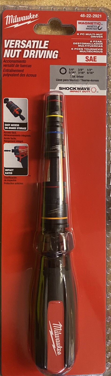 Milwaukee Tool 48-22-2921 Multi-Nut Driver,Solid,1/4 In Hex Sz – NEW