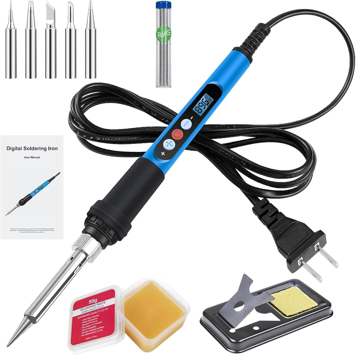 Soldering Iron Kit, 90W 110V Fast Heat up LCD Digital Soldering Gun Kit with Cer