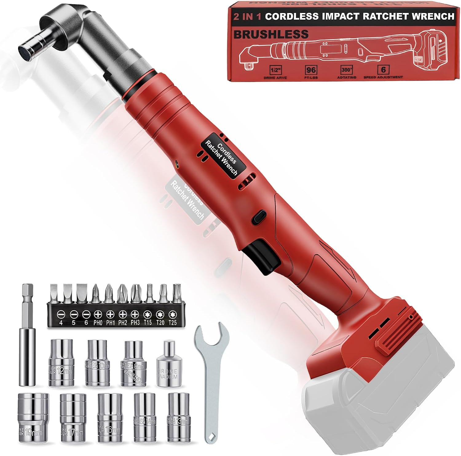 1/2&Prime; Cordless Ratchet Wrench Compatible with Milwaukee 18V Battery(Tool Only), 3