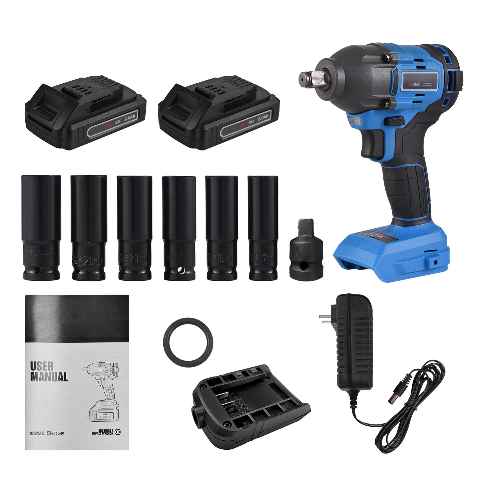 20V MAX Cordless Brushless Wrench 350N.m High Torque Electric Impact Wrench Powe