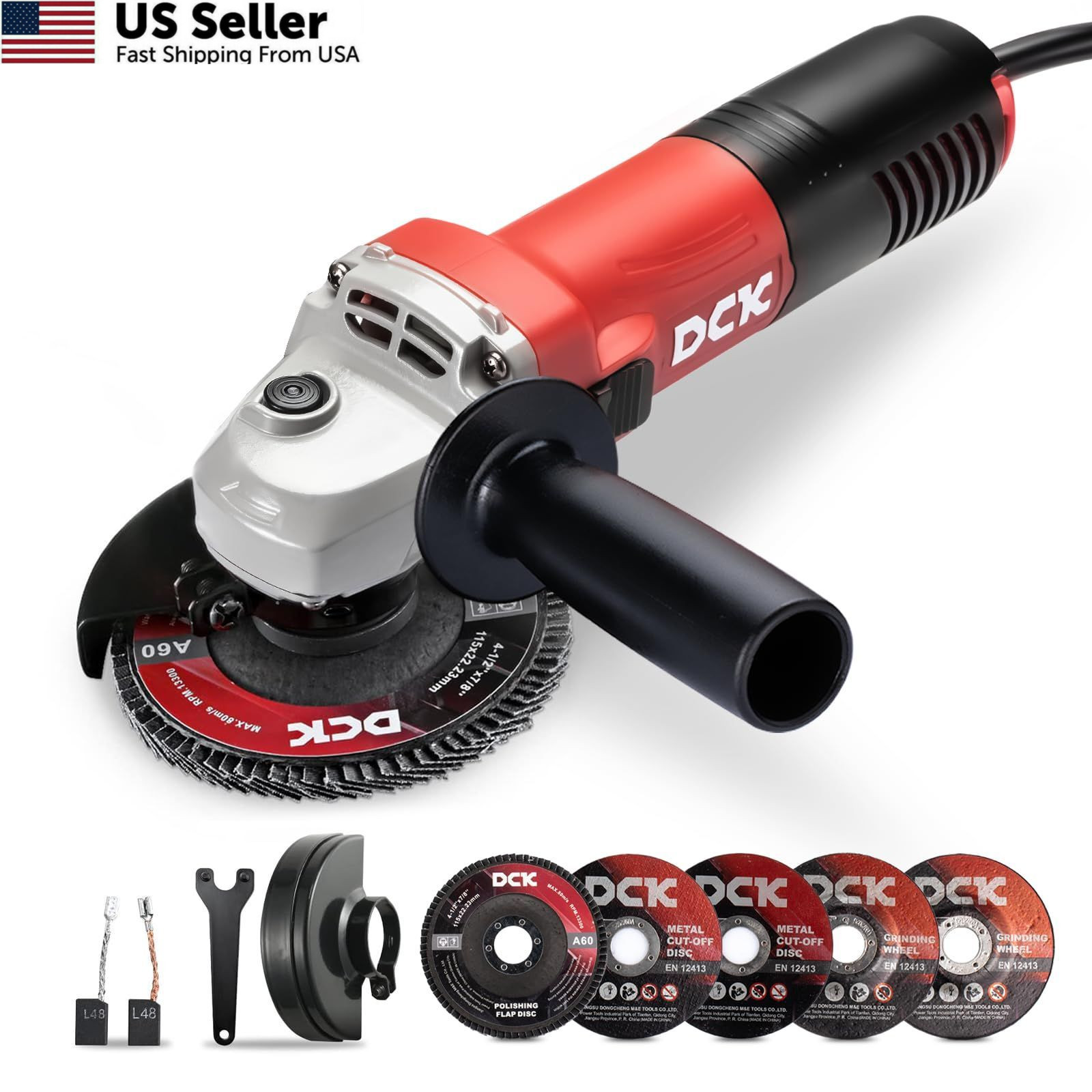 Angle Grinder DCK KSM09-115S 6.7A 11800RPM Metal Wood 4.5&Prime; 6 Discs Fast Ship USA