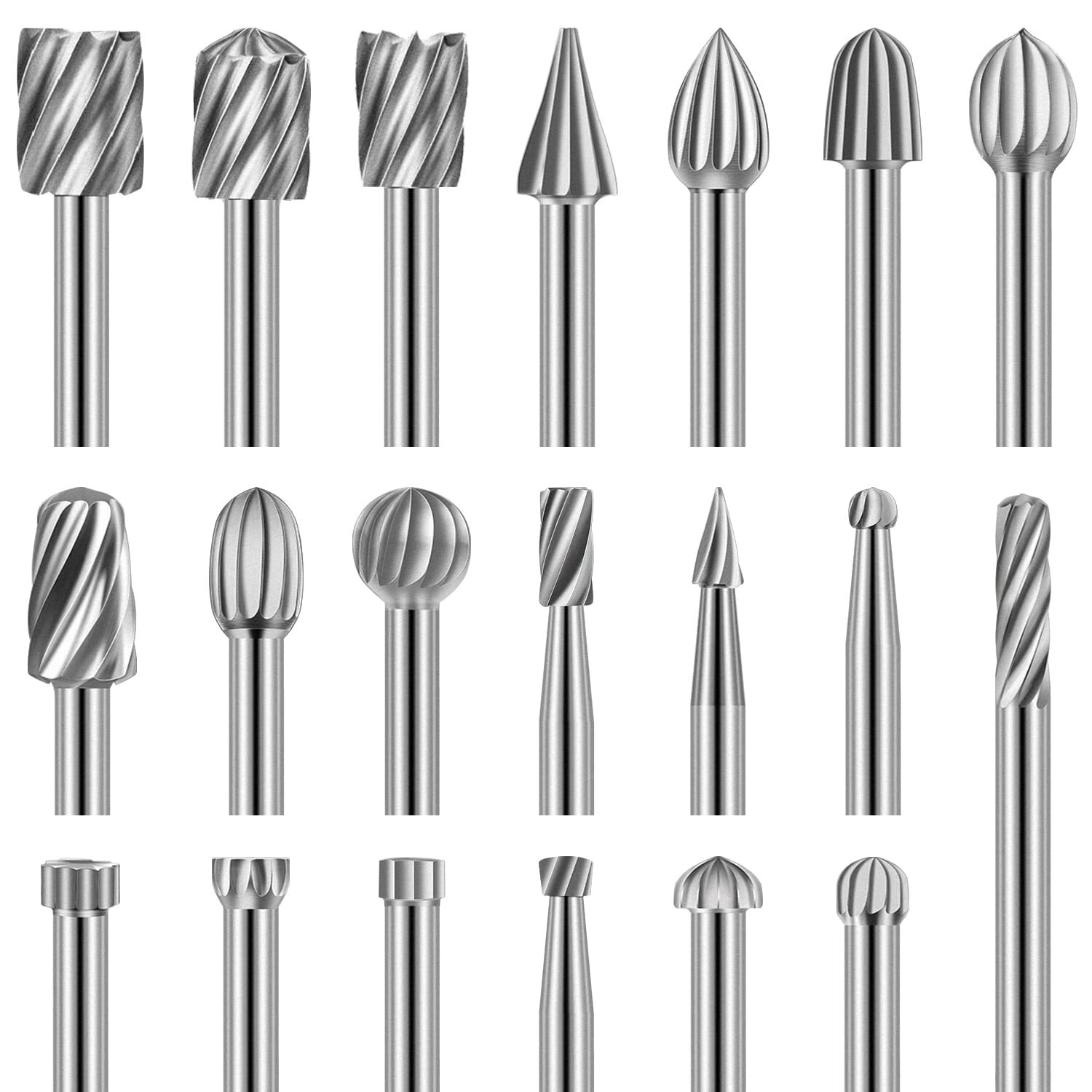 20X HSS Carbide Burr Set Rotary Drill Bits Grinder Carving Engraving for Dremel