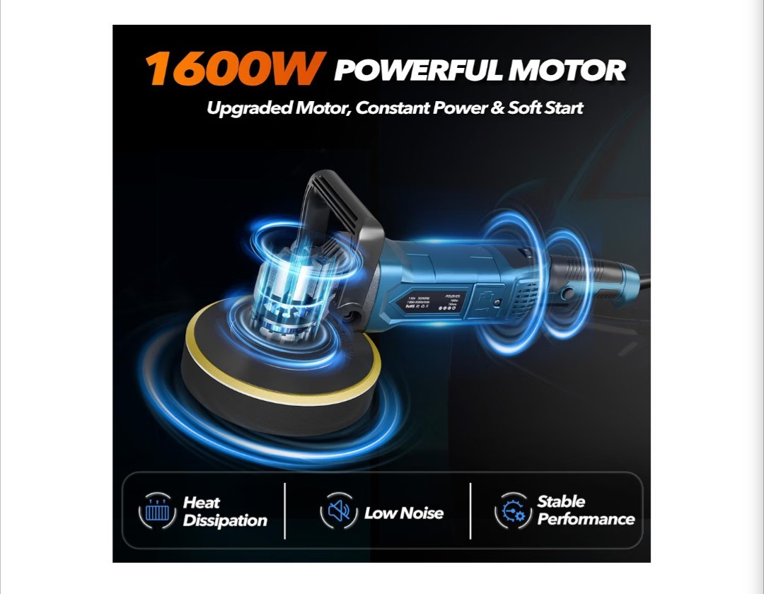 CARS/HOME BUFFER POLISHER, 6 INCH/7 INCH 1600W ROTARY CAR BUFFER POLISHER WAXER