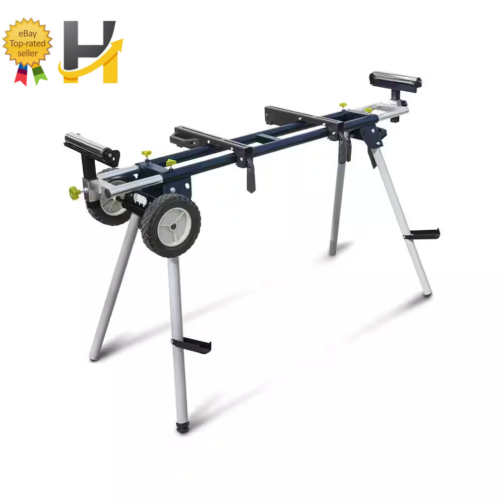 Deluxe Miter Saw Stand with Wheels and 110-Volt Power Outlet