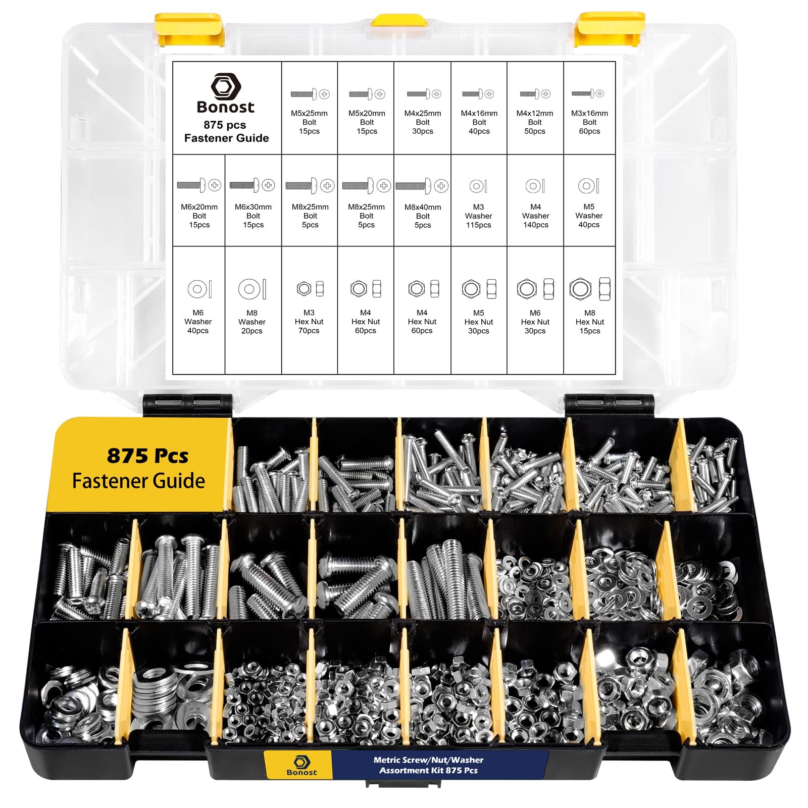Bonost 2300 Pieces Hardware Assortment Kit – Metric & SAE 2300pcs, Silver