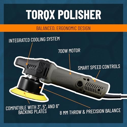 TORQX Random Orbital Polisher, Pads, Polishes, and Compounds Kit – 9 ITEM KIT