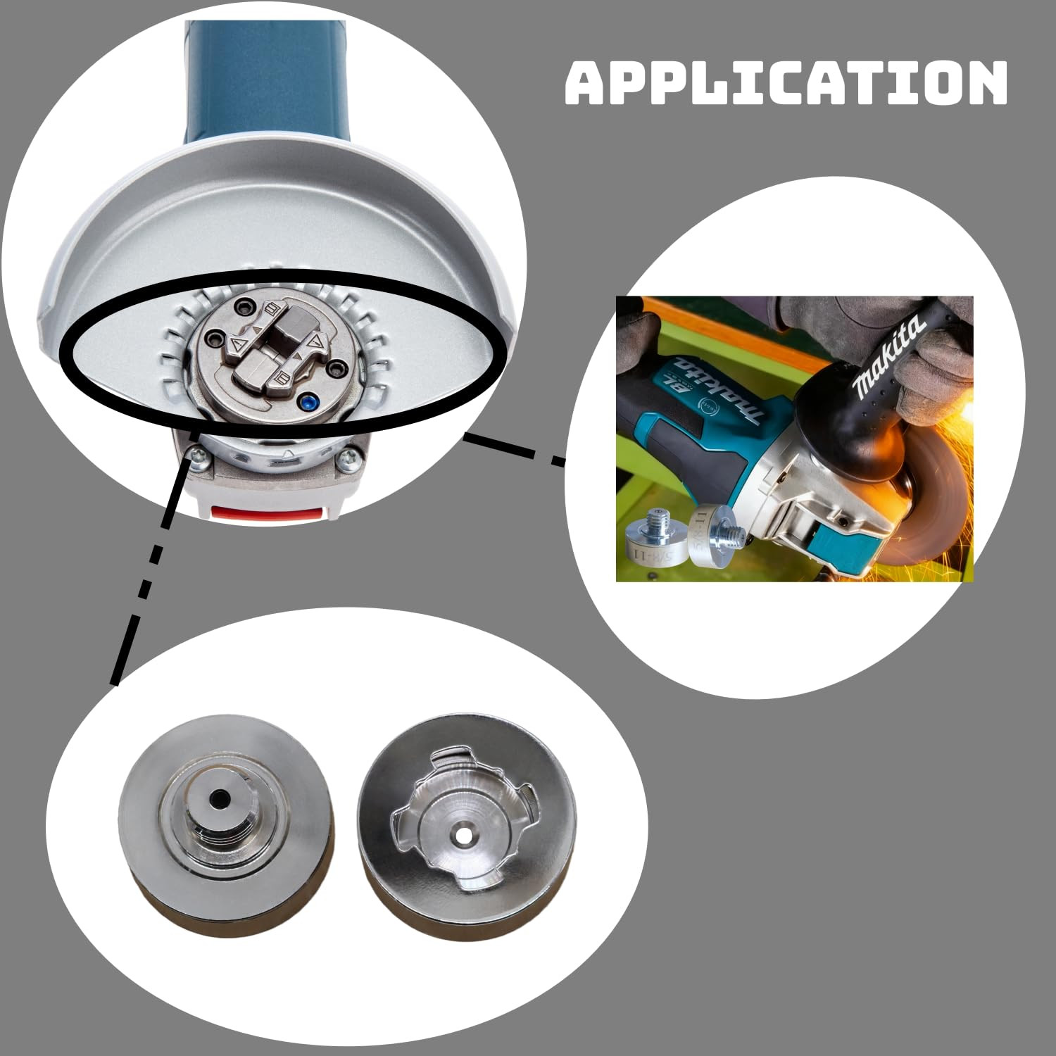 X Lock Adapter for 5/8&Prime;-11 Thread, Includes Lock Nut, Compatible with Angle Grin