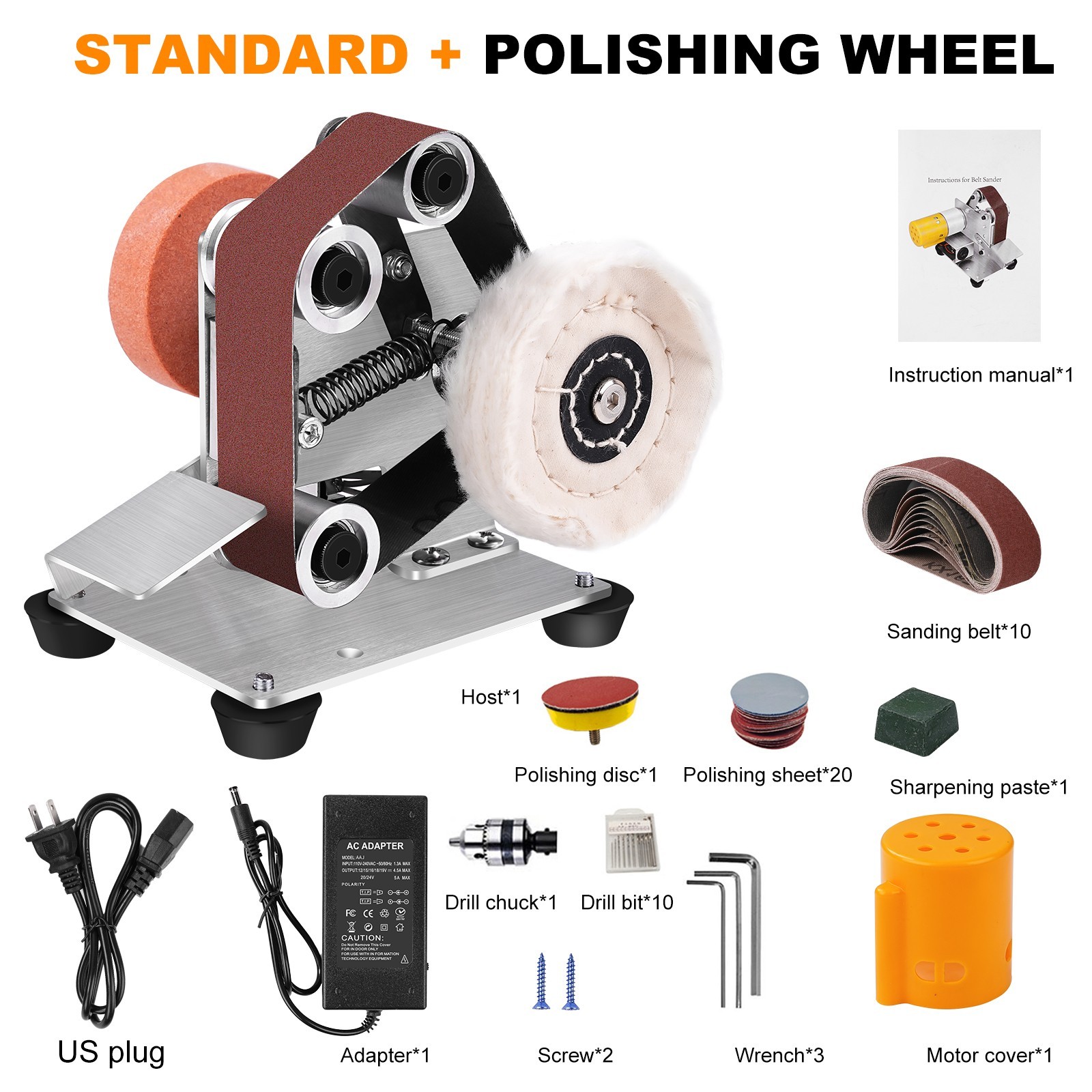 775 Motor Mini Belt Sander 7-Speed Desktop Polishing Grinding Machine DIY US