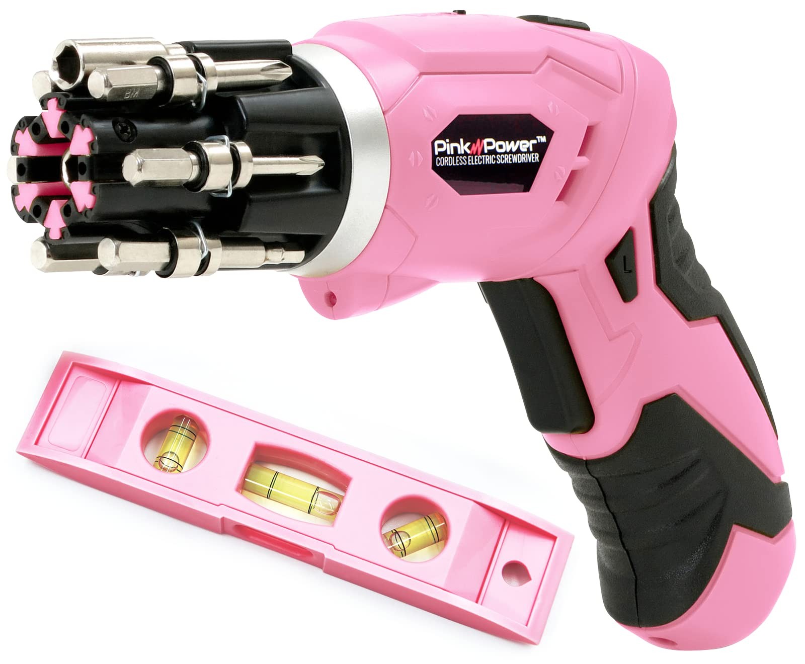 Pink Power Cordless Electric Screwdriver Set – 3.6V Rechargeable