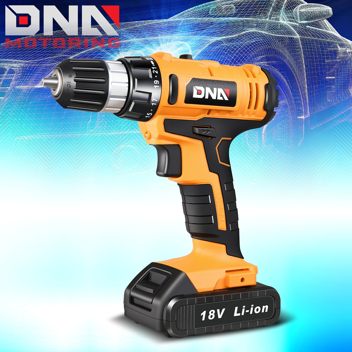 1350RPM 21+1 Torque Speed Setting 18V Battery Charging Cordless Drill Orange