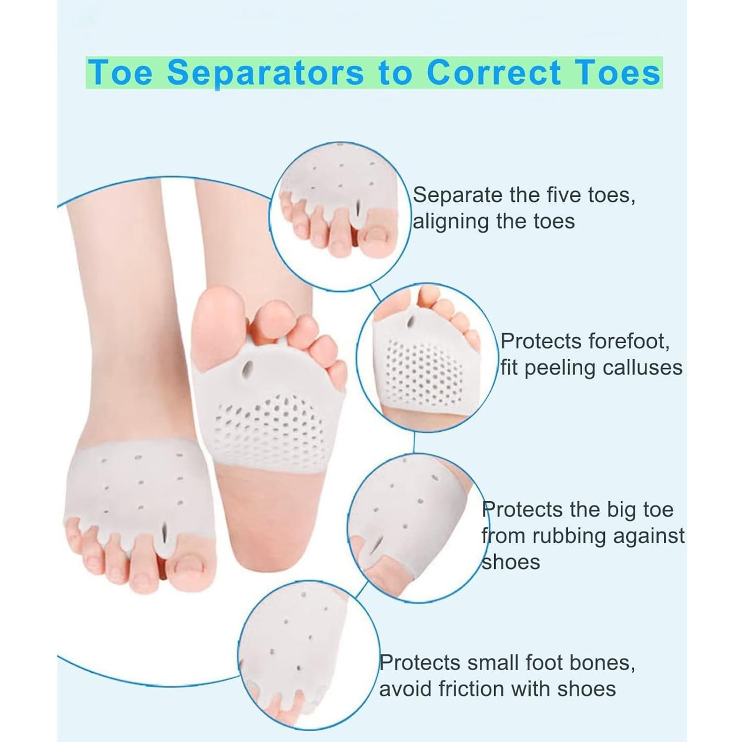 2 Pairs Hyggear Silicone Toe Separators for Women & Men Spacers Bunion FAST USA