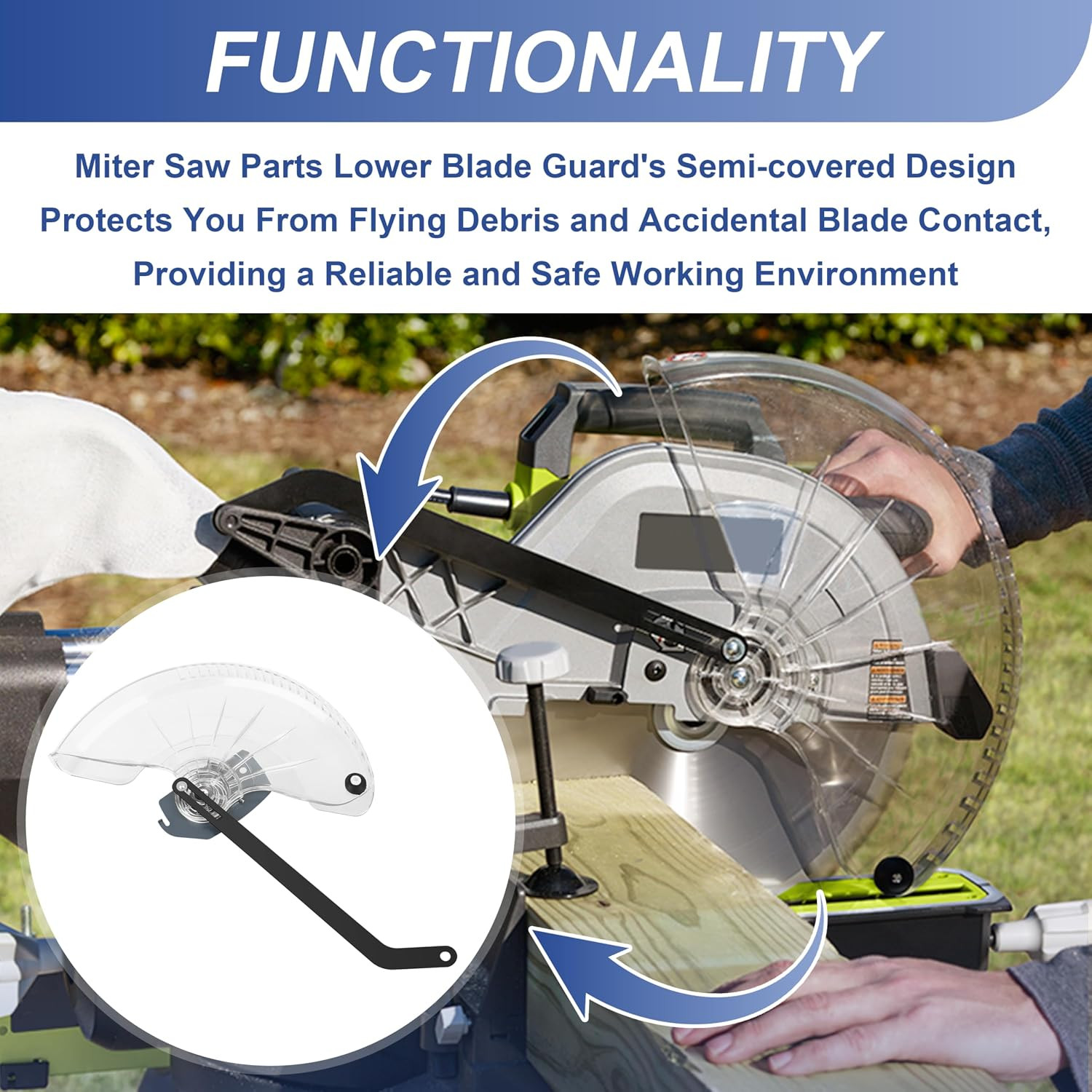 12&Prime; Miter Saw Safety Blade Guard for Ryobi Compound Miter Saws | TSS121, TSS121T