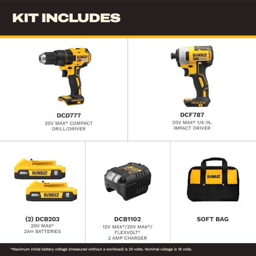 DEWALT 20V MAX Brushless Drill Impact Driver DCK277D2 2 Tool Combo