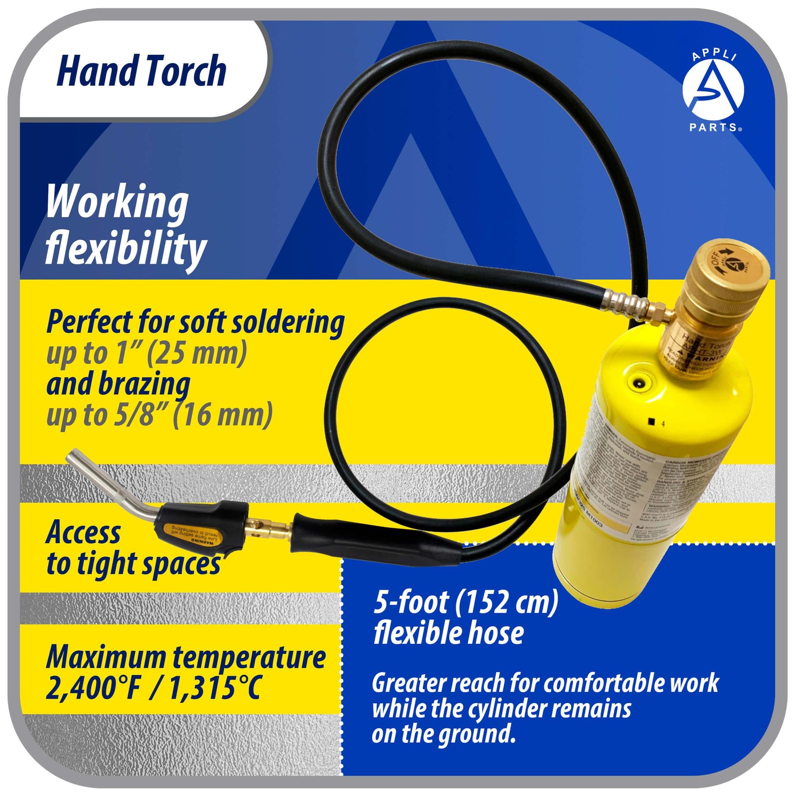 Appli Parts APHT-3SW Hand Torch With Hose and Igniter Lighter for Soldering Braz