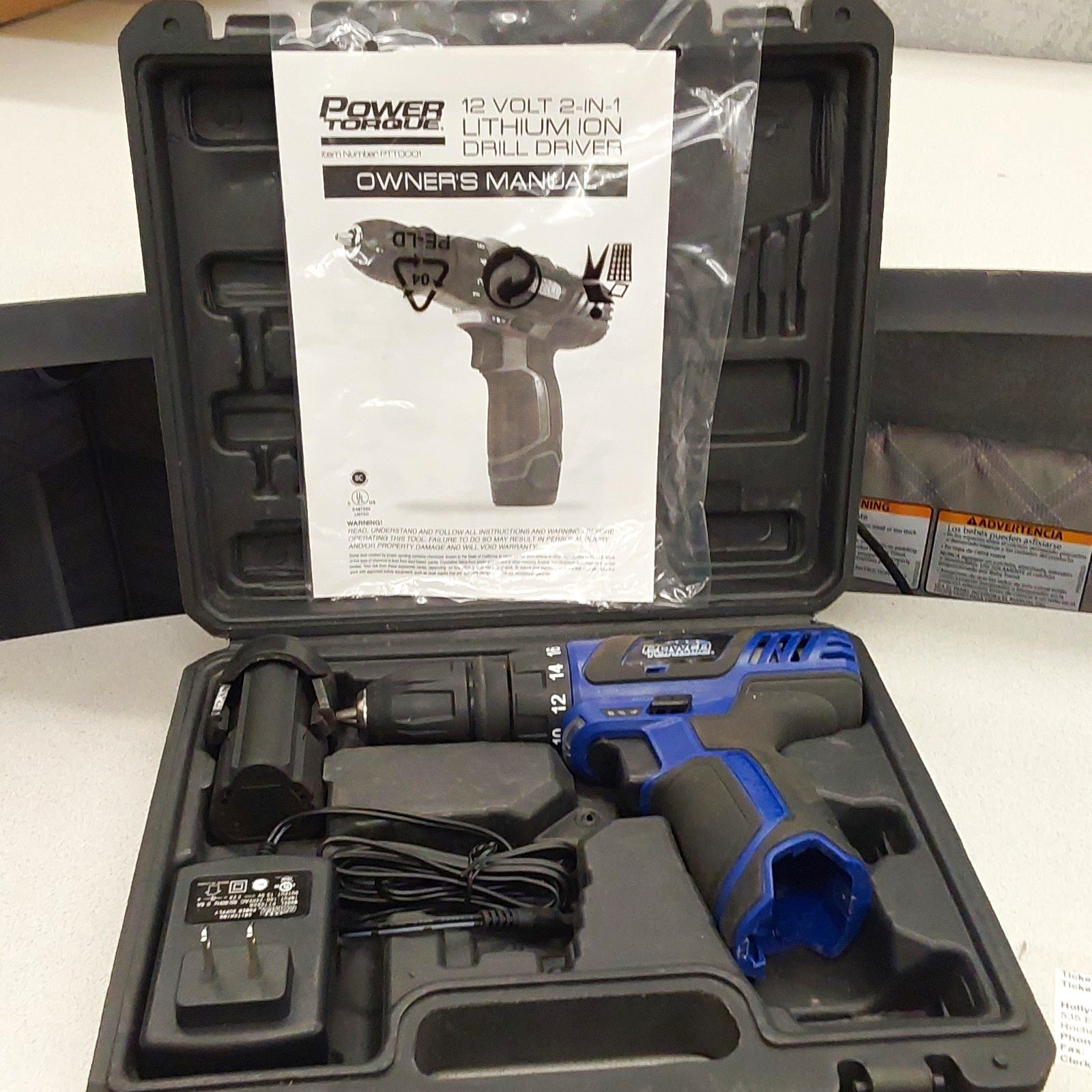 Power Torque PTT0001 12V Li-Ion 2-Speed Drill/Driver 3/8&Prime; Keyless + Case