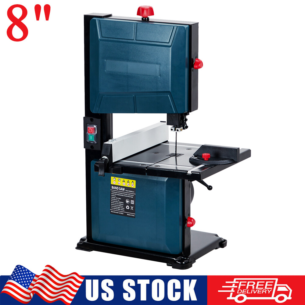8&Prime; Band Saw Benchtop Pure Copper Motor 1800RPM 3A Bandsaw w/ Fence & Miter Gauge