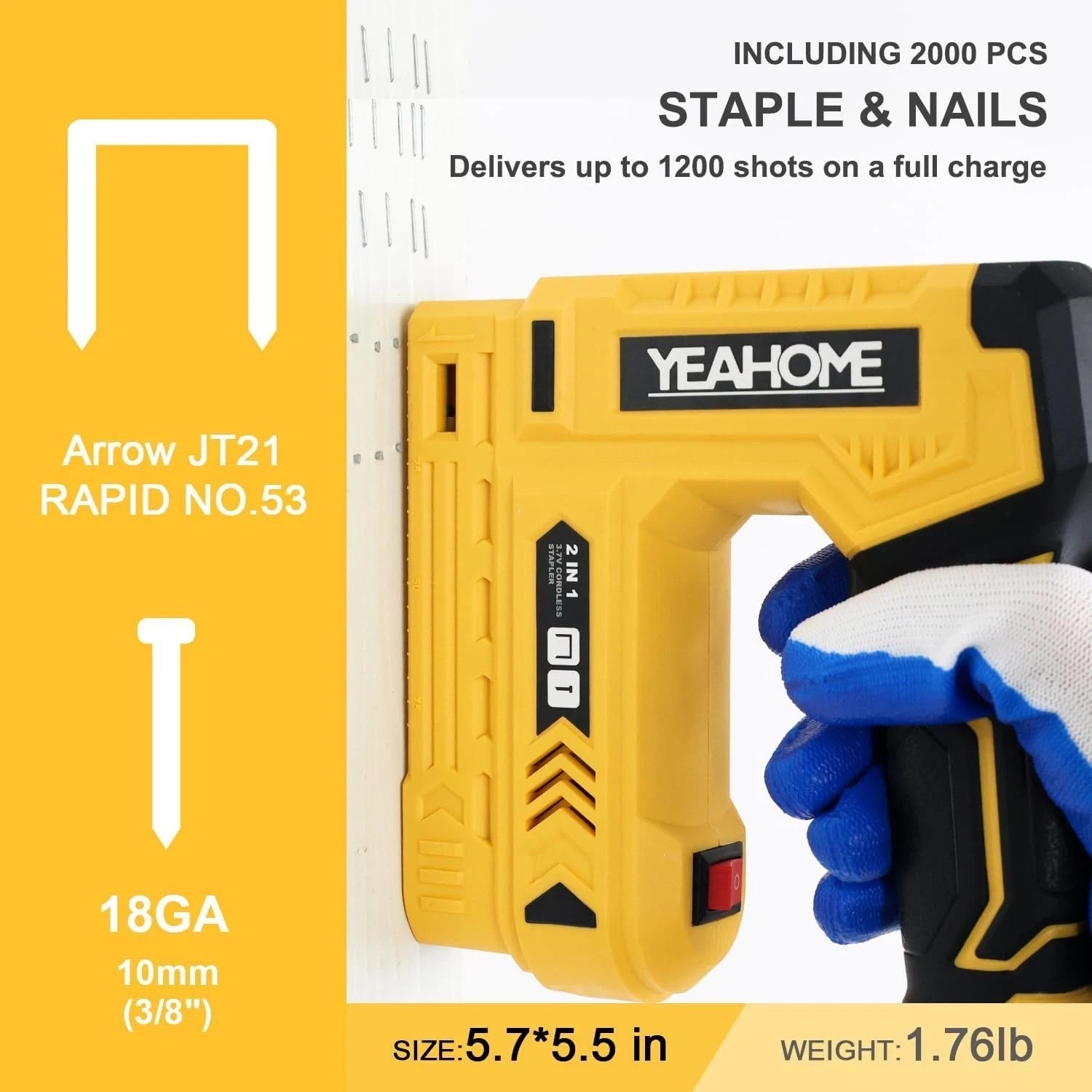 Cordless Electric Stapler and Brad Nailer – 3.7V with USB Charger & 1000 Staples
