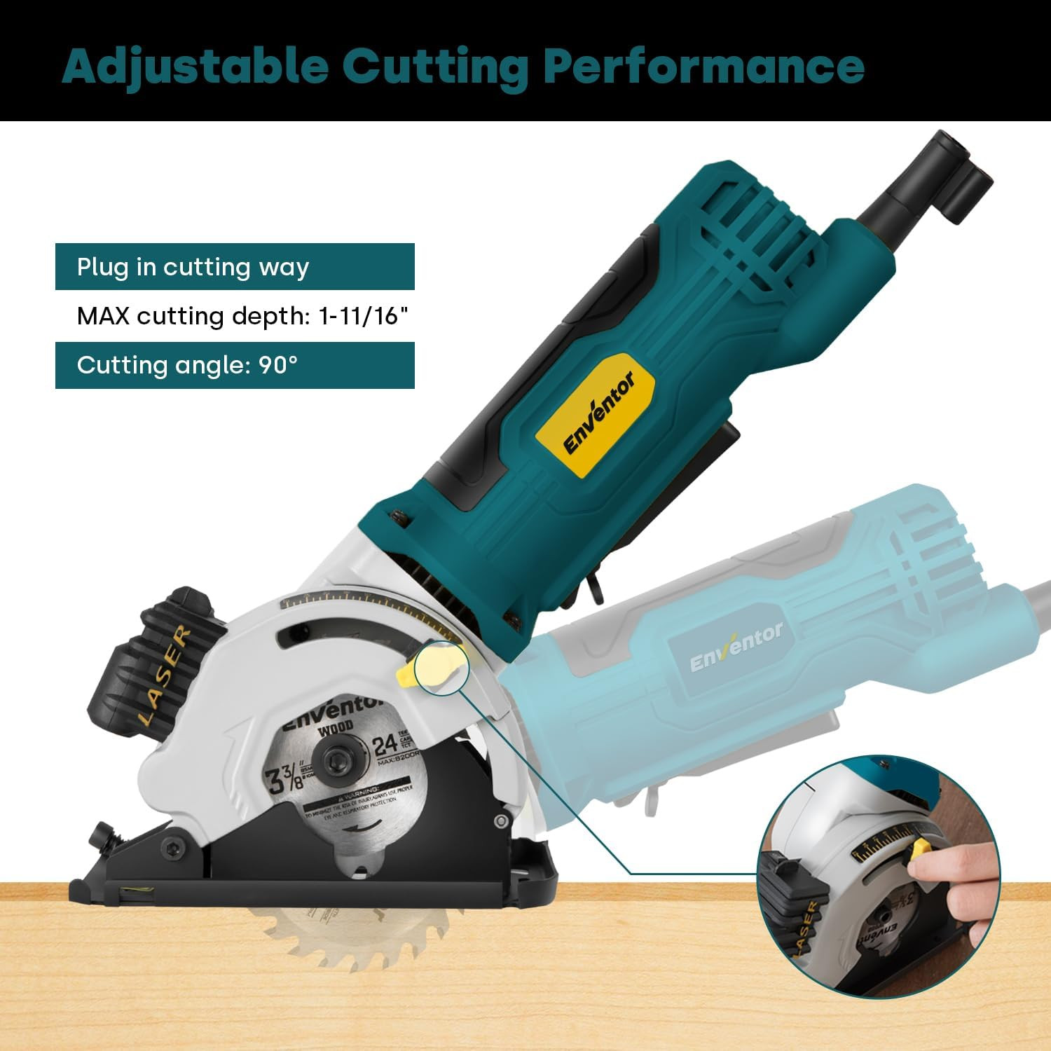 Mini Circular Saw, 4.8A Electric Circular Saws Corded with Laser Guide, 4000RPM,