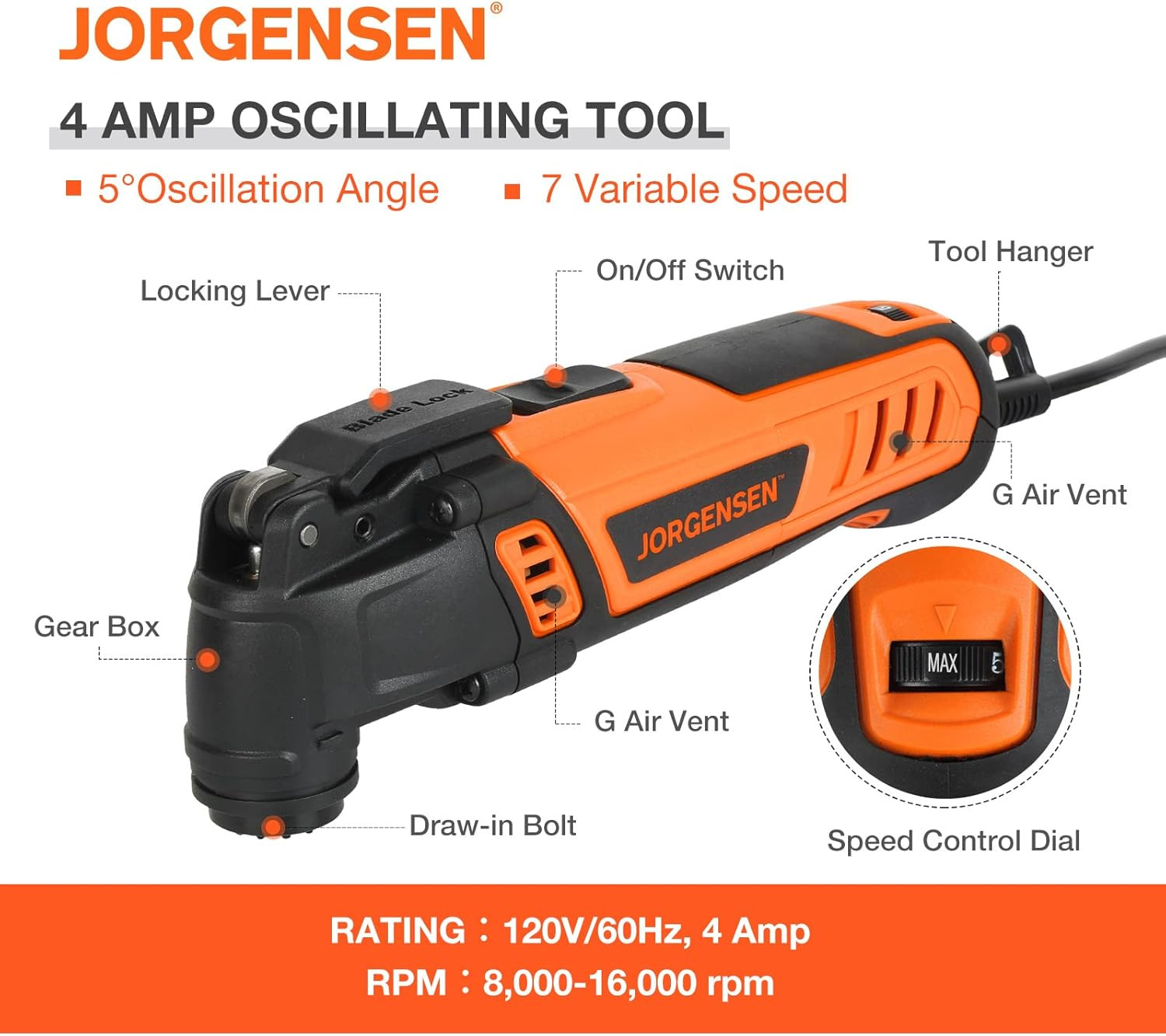 4 Amp Oscillating Multi-Tool with 16 Blades and Carrying Bag