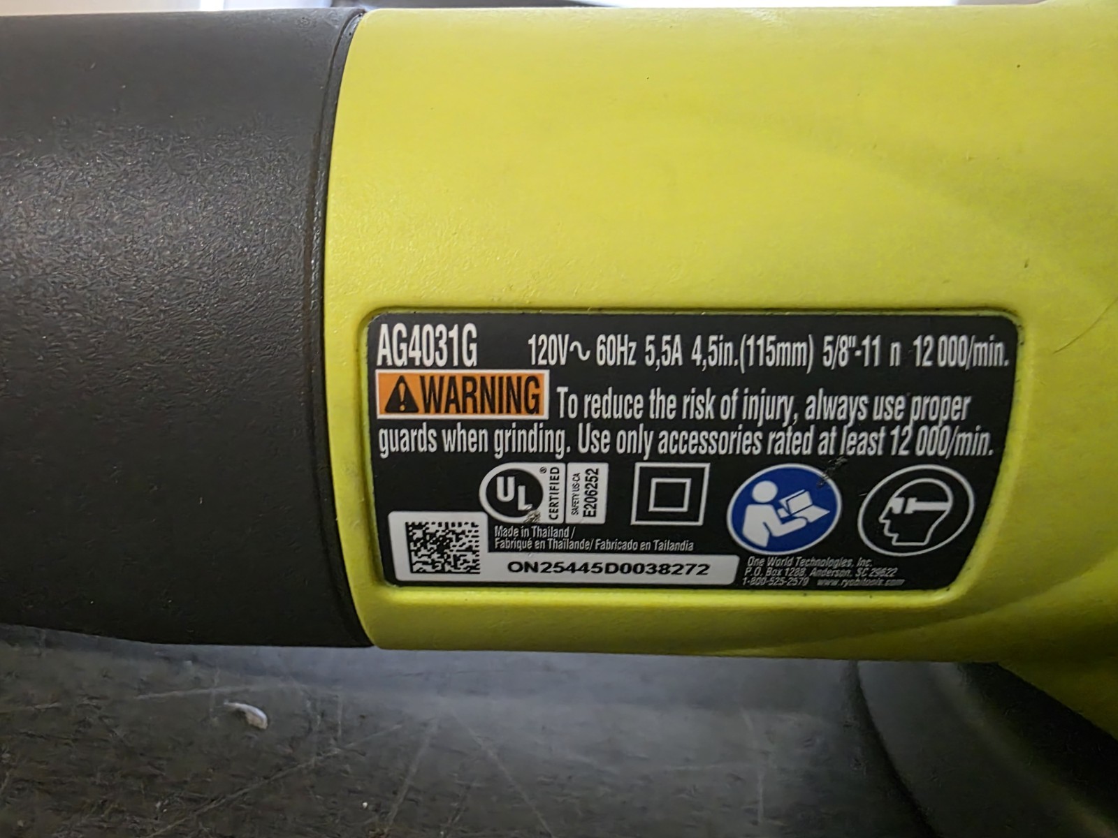 RYOBI 5.5 Amp Corded 4-1/2 in. Angle Grinder