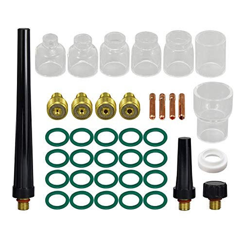 TIG Gas Lens Collet Bodies 13N 45V Quartz Nozzle 53N kit | Glass Cups 39pcs