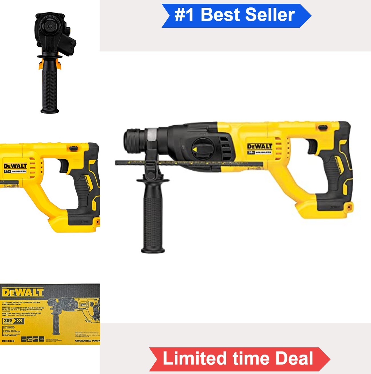 Cordless Rotary Hammer 20V SDS D-Handle Brushless Demolition Tool Only Concrete