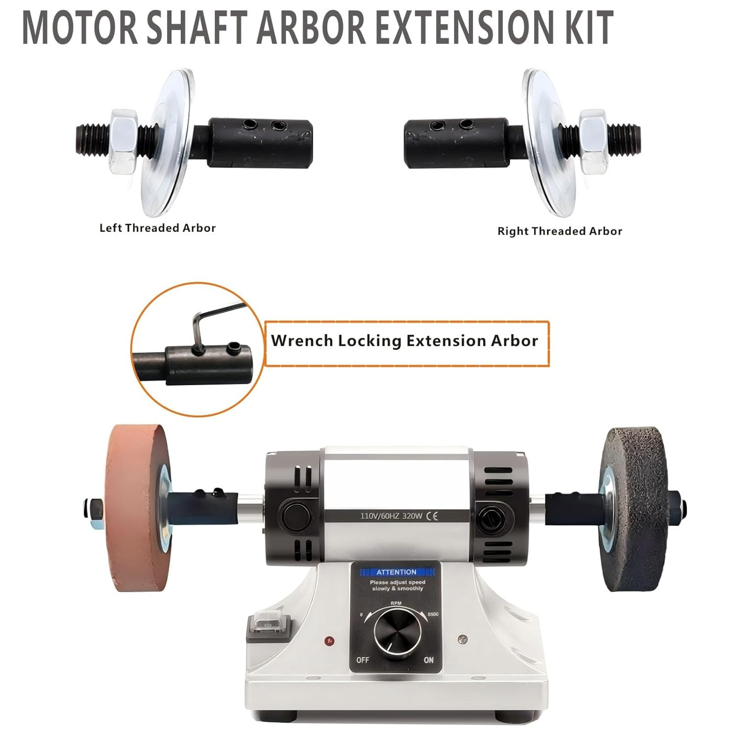 Shaft Arbor Extender 8Mm Motor Arbor Adapter Bench Grinder Extension Shaft Threa
