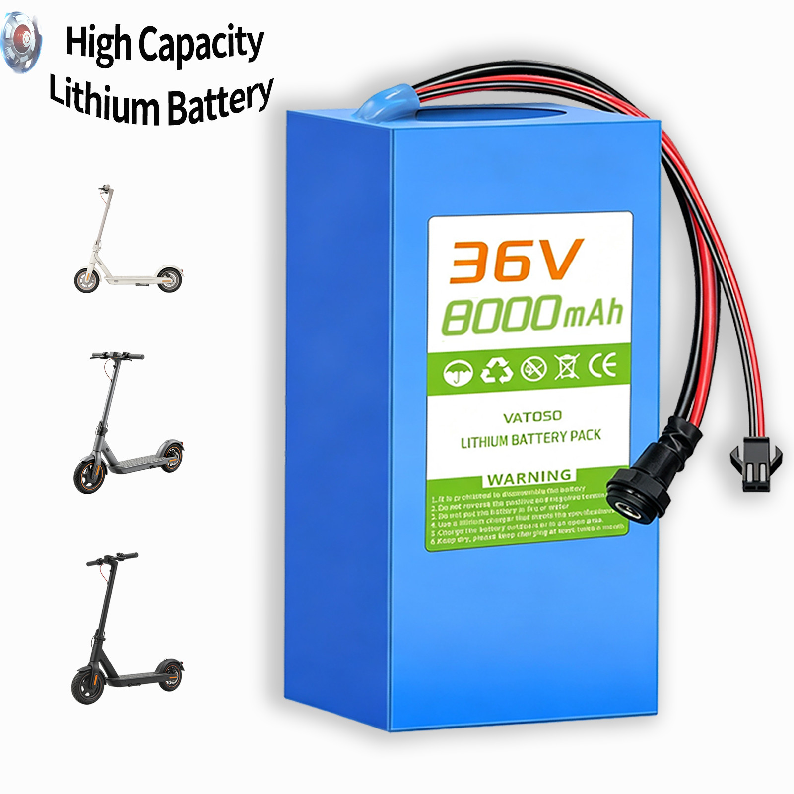 Fully Upgraded 36V 8Ah Lithium Battery featuring 25A BMS Compatible Power Source