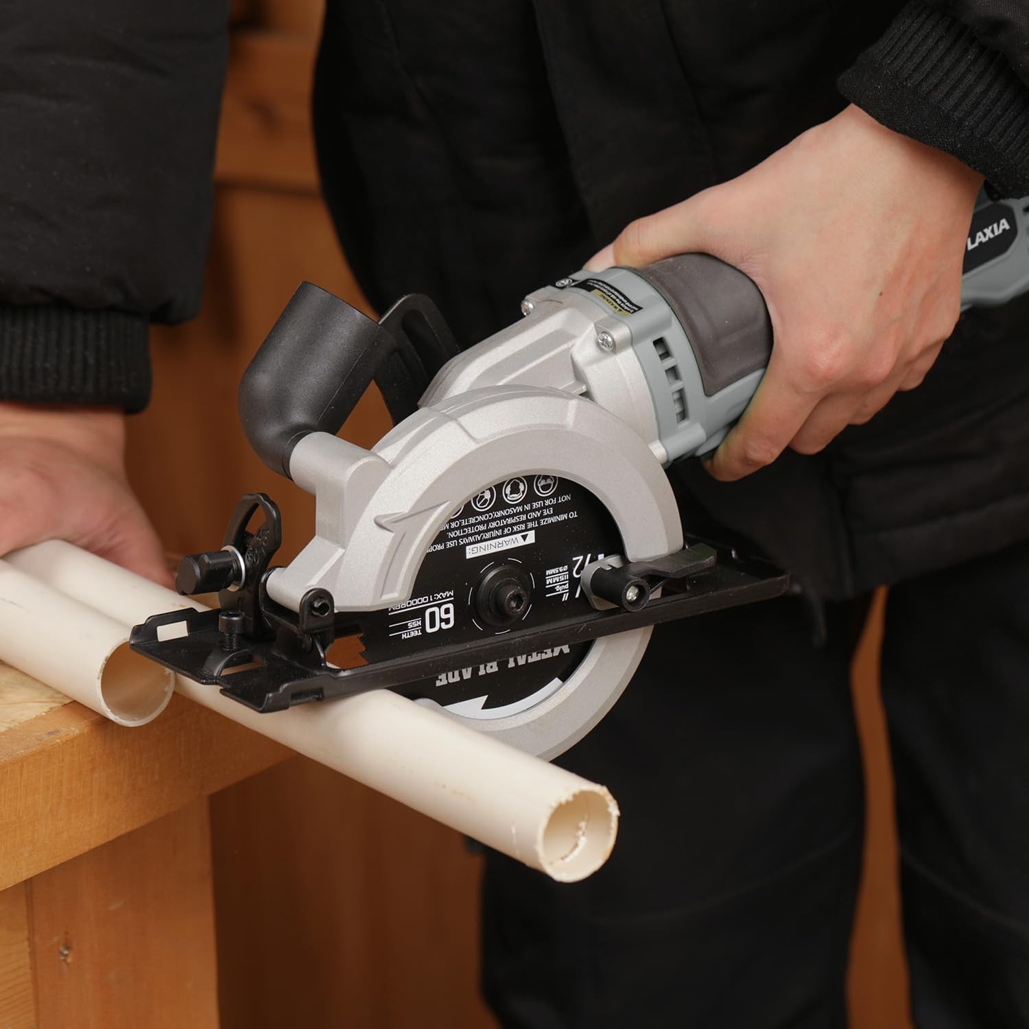 710W Mini Circular Saw, 5200RPM 6Amp Corded Compact Saw with 4-1/2&Prime; 24T TCT & 60