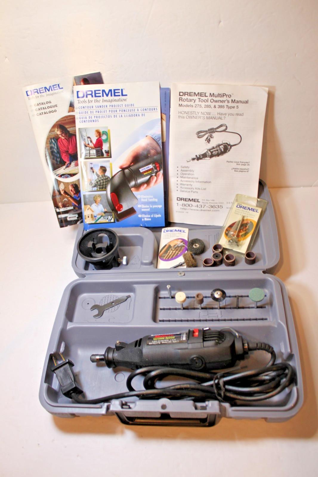 DREMEL MULTIPRO MODEL 395 VARIABLE SPEED 5K-30K RPM Case, Manual, Bits, Wrench