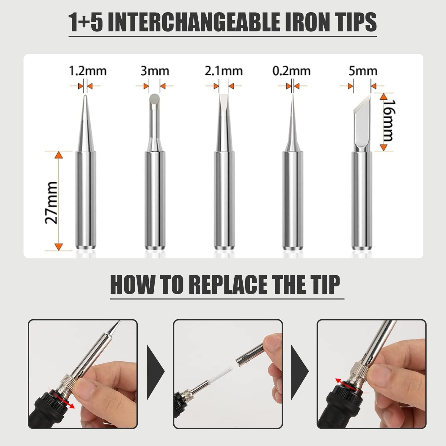 60W Soldering Iron Kit 10-in-1, Adjustable Temp, 5 Tips, Fast Heat Welding 110V