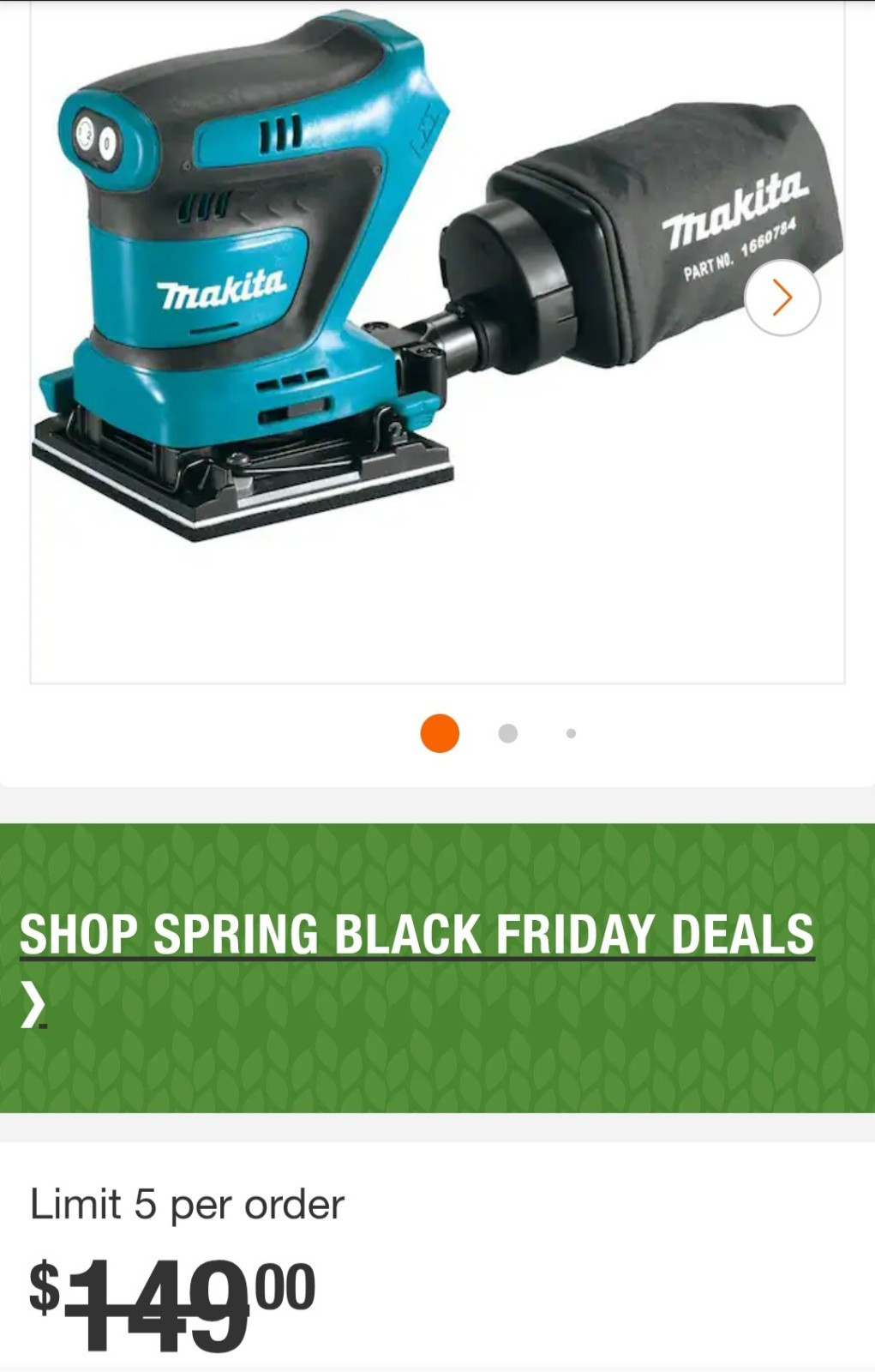 NEW Makita 1/4 Sheet Sander Corded with Carrying Case