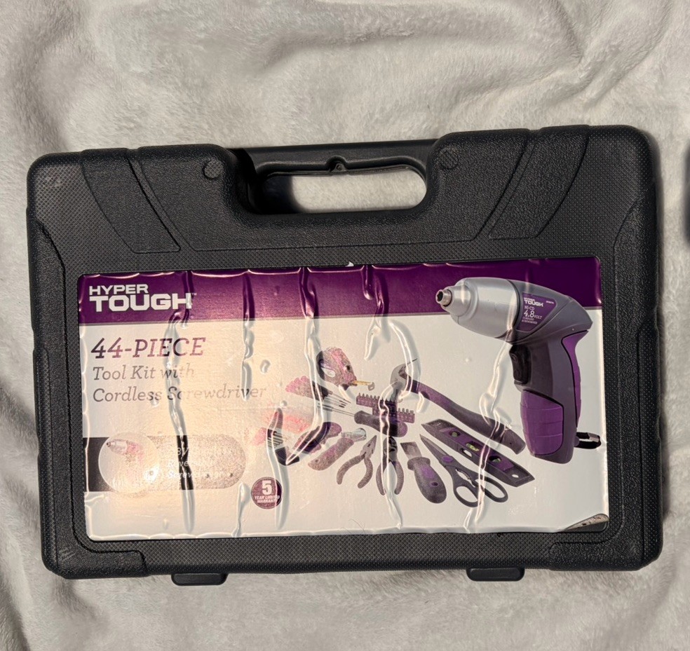 44pc Tool Kit Set – 4V Cordless Screwdriver Drill – Charger – Case Included