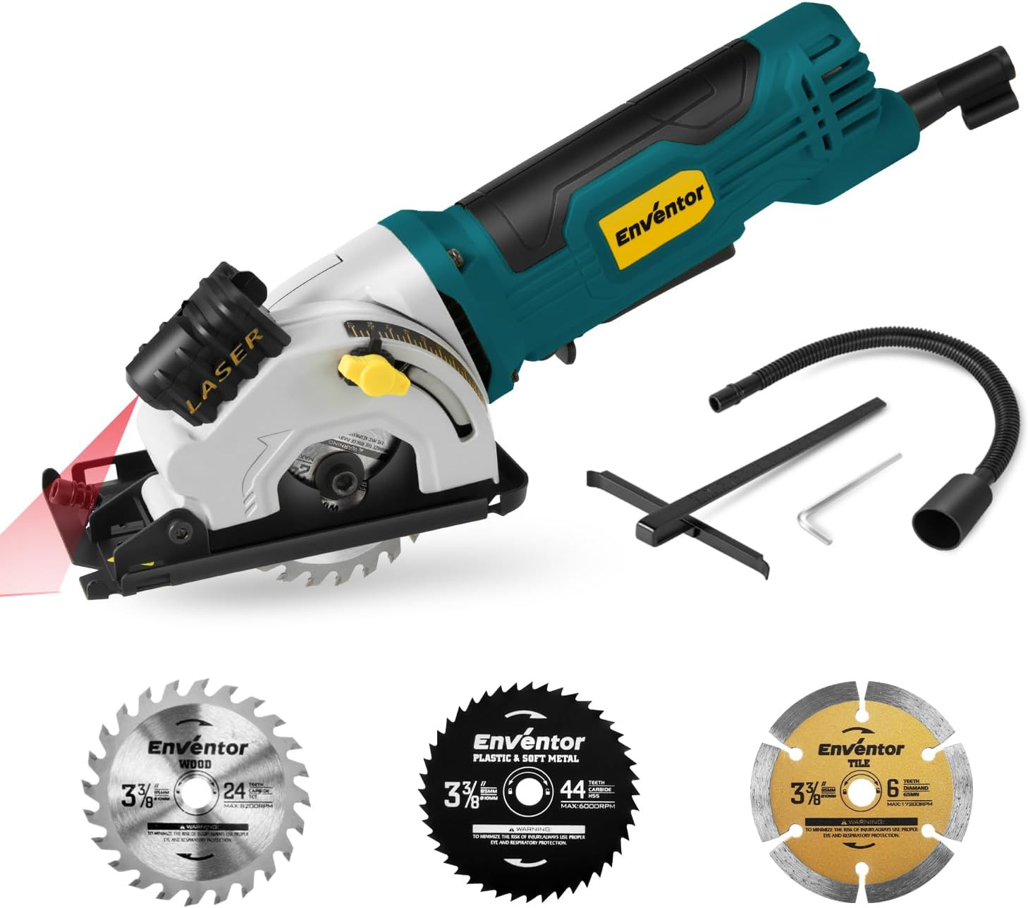 Mini Circular Saw, 4.8A Electric Circular Saws Corded with Laser Guide, 4000RPM,