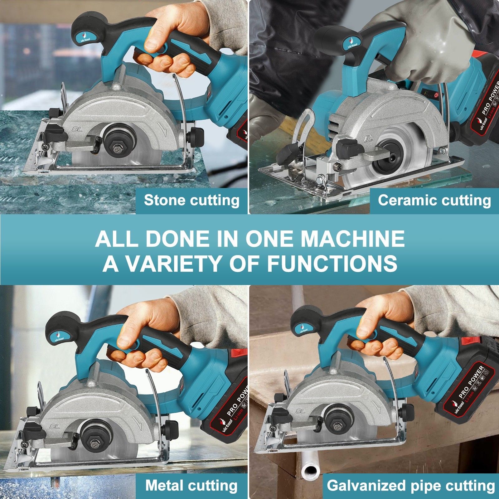 5-Inch Cordless Circular Saw 125mm Woodworking Power Tool 1000W Variable Speed