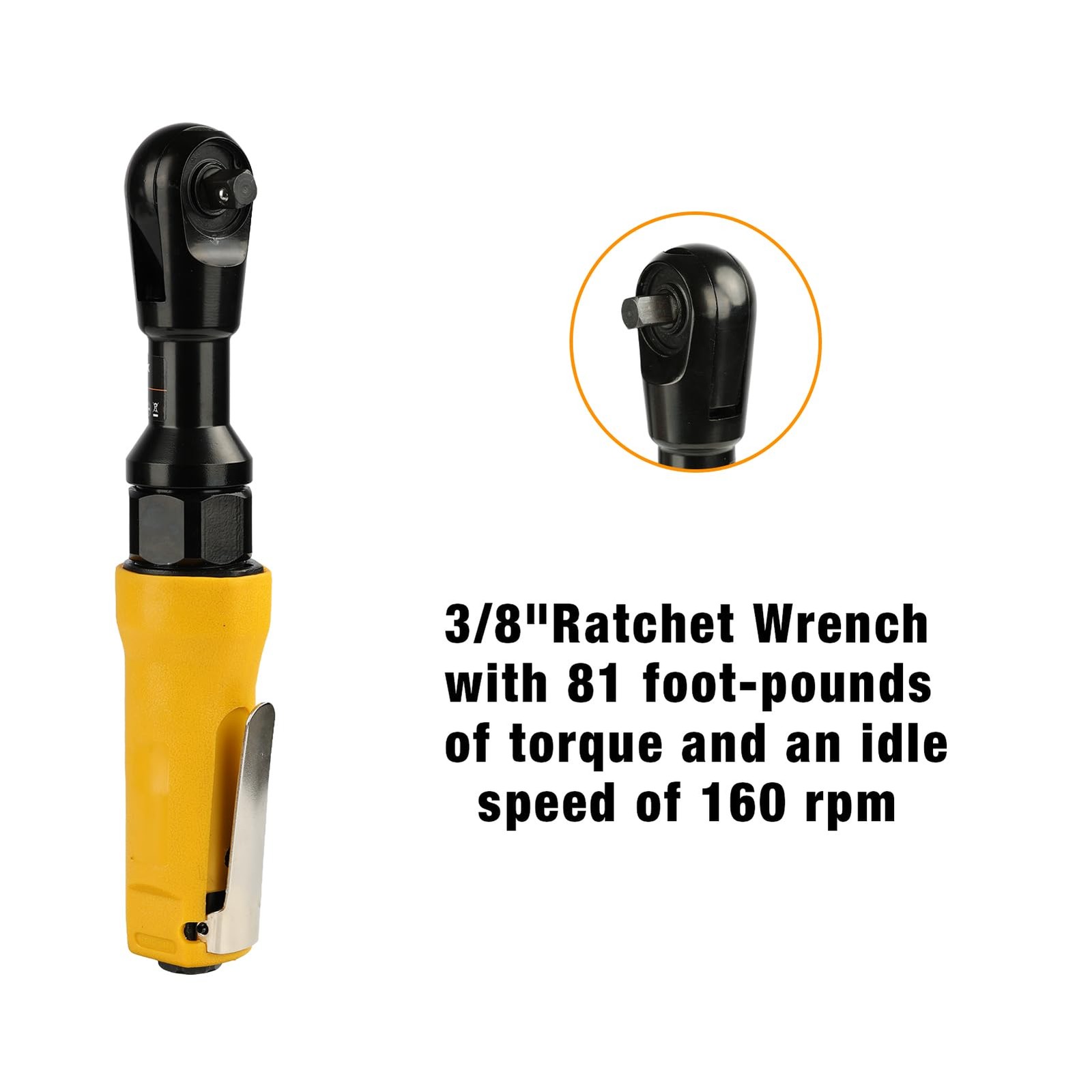 3/8&Prime; Air Ratchet Wrench 60 FtLbs 160 RPM Pneumatic Tool 1/4&Prime; NPT Auto